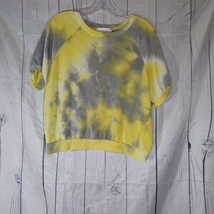 Painted Threads Yellow and Gray Tie-Dye 90’s Inspired Retro Women's Top